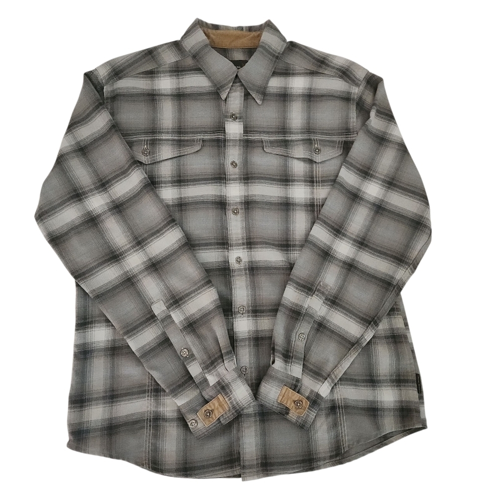 Royal Robbins Long Sleeve Stretch Plaid Shirt – Men's Size L – Gray – Excellent